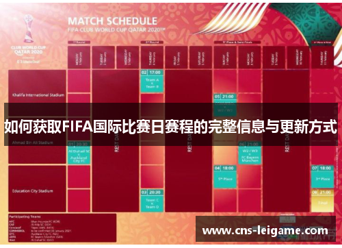 如何获取FIFA国际比赛日赛程的完整信息与更新方式 如何获取FIFA国际比赛日赛程的完整信息与更新方式